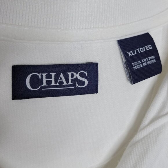 Chaps Men's XL White Hula Girl Short Sleeve Vneck 1/4 Button Cotton Polo Shirt - Picture 4 of 9